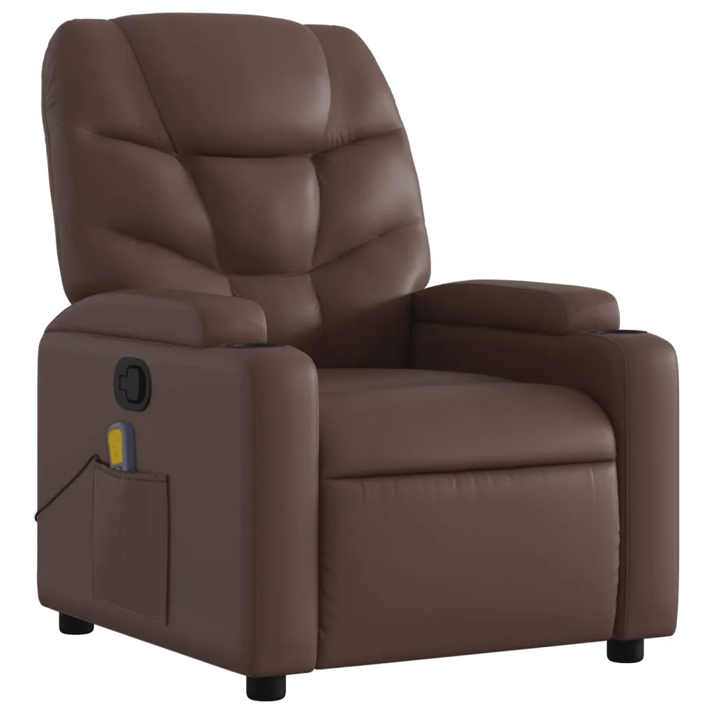 Poltrona Massaggiante | Sedia Relax Reclinabile marrone in Similpelle