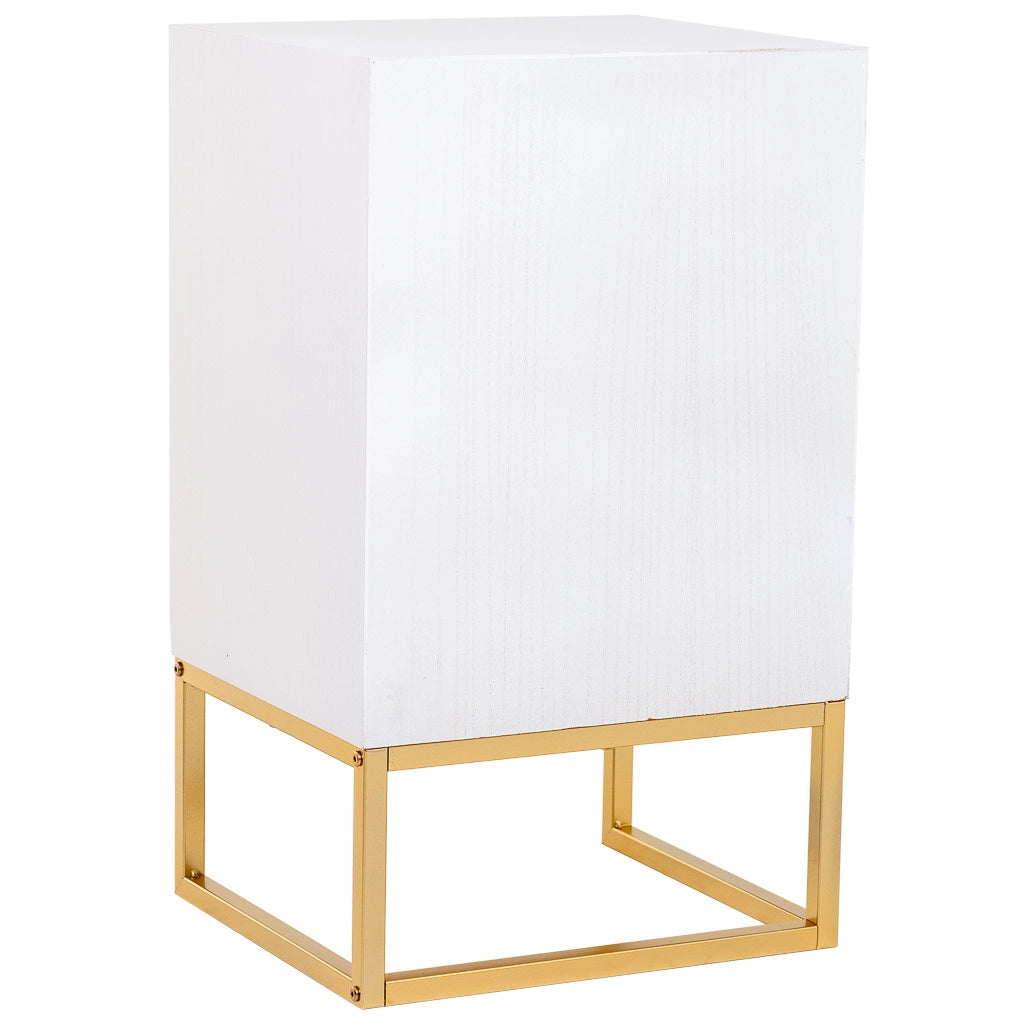 Tavolino in legno e metallo con 1 cassetto e 1 anta 42x36,5x71h cm