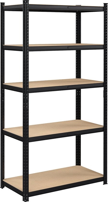 Magazzino a scomparti – Scaffale a magazzino – Regolabile – 200 x 100 x 50 cm – 875kg Capacità di carico – Nero