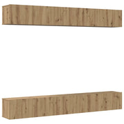 Set mobile TV 6 pz | Armadietto TV | Mobile Porta TV Rovere artigianale Legno multistrato