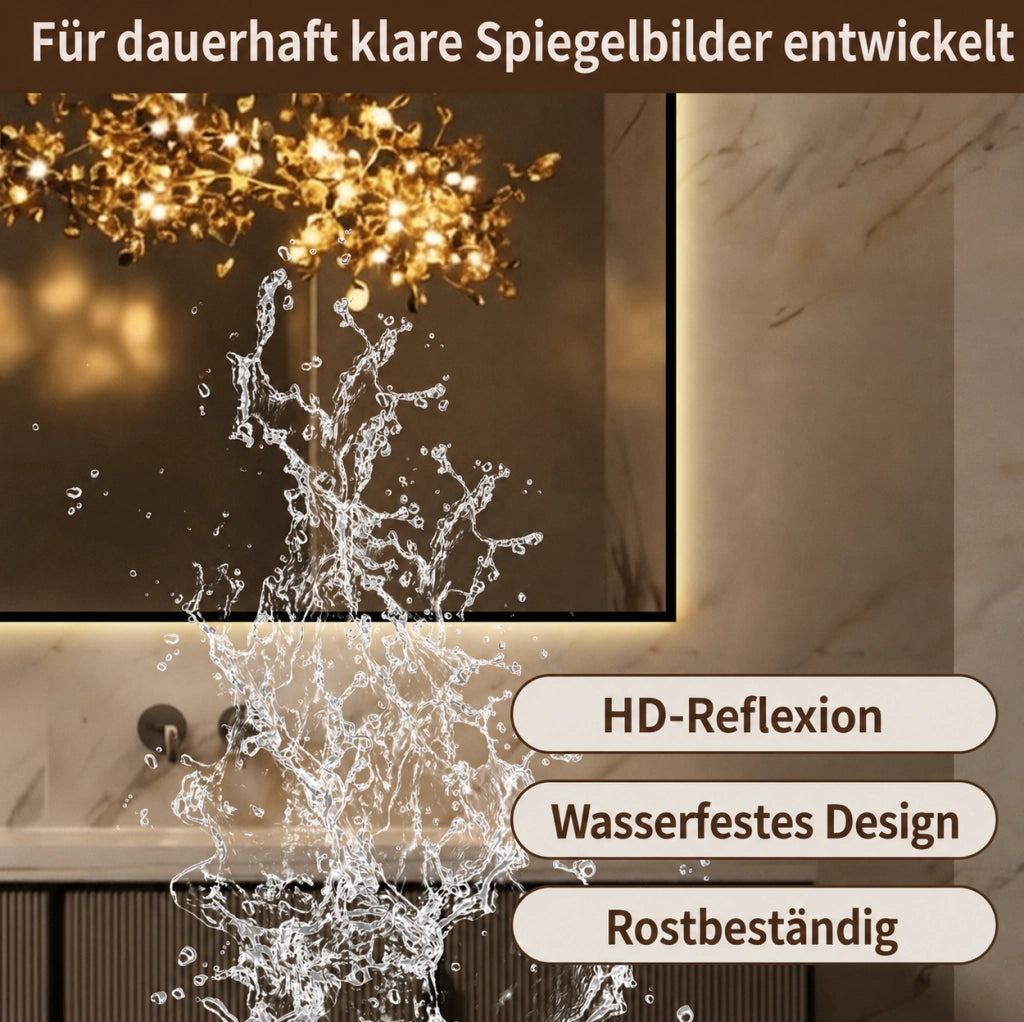 Specchio da bagno LED argento con antiappannamento
