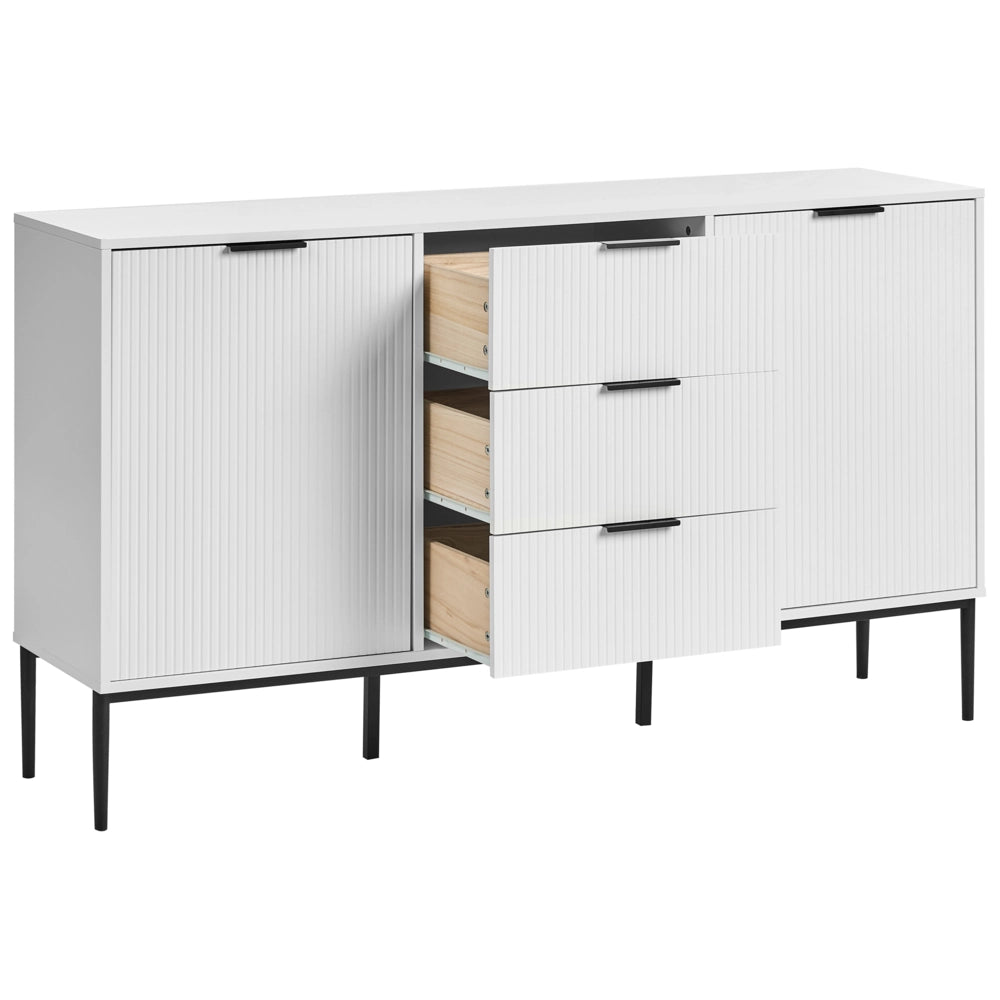 Credenza moderna Soggiorno Camera da letto Mobile 2 ante MDF Gambe in metallo Bianco stile moderno