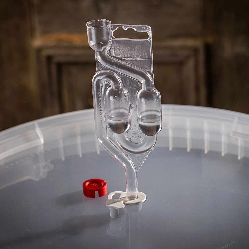 Contenitore di fermentazione KADAX da 33 litri per vino, liquori, birra e sidro, con tappo in sughero.