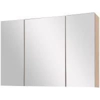 kleankin Specchio Bagno Contenitore con 3 Ante a Specchio Soft Close, Specchiera Bagno con Ripiani Regolabili in Legno e Vetro, 90x13.5x60 cm, Color Legno