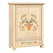 Armadio 2 porte shabby avorio pennellato e decori 120x58x203 - Mobili 2G