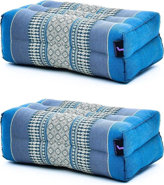 Set di Blocco Yoga - Blocco di Meditazione per Yoga - 2 Cuscini per Pavimento - Materiale Kapok Ecowechhio - Dimensioni 35 x 15 x 10 cm