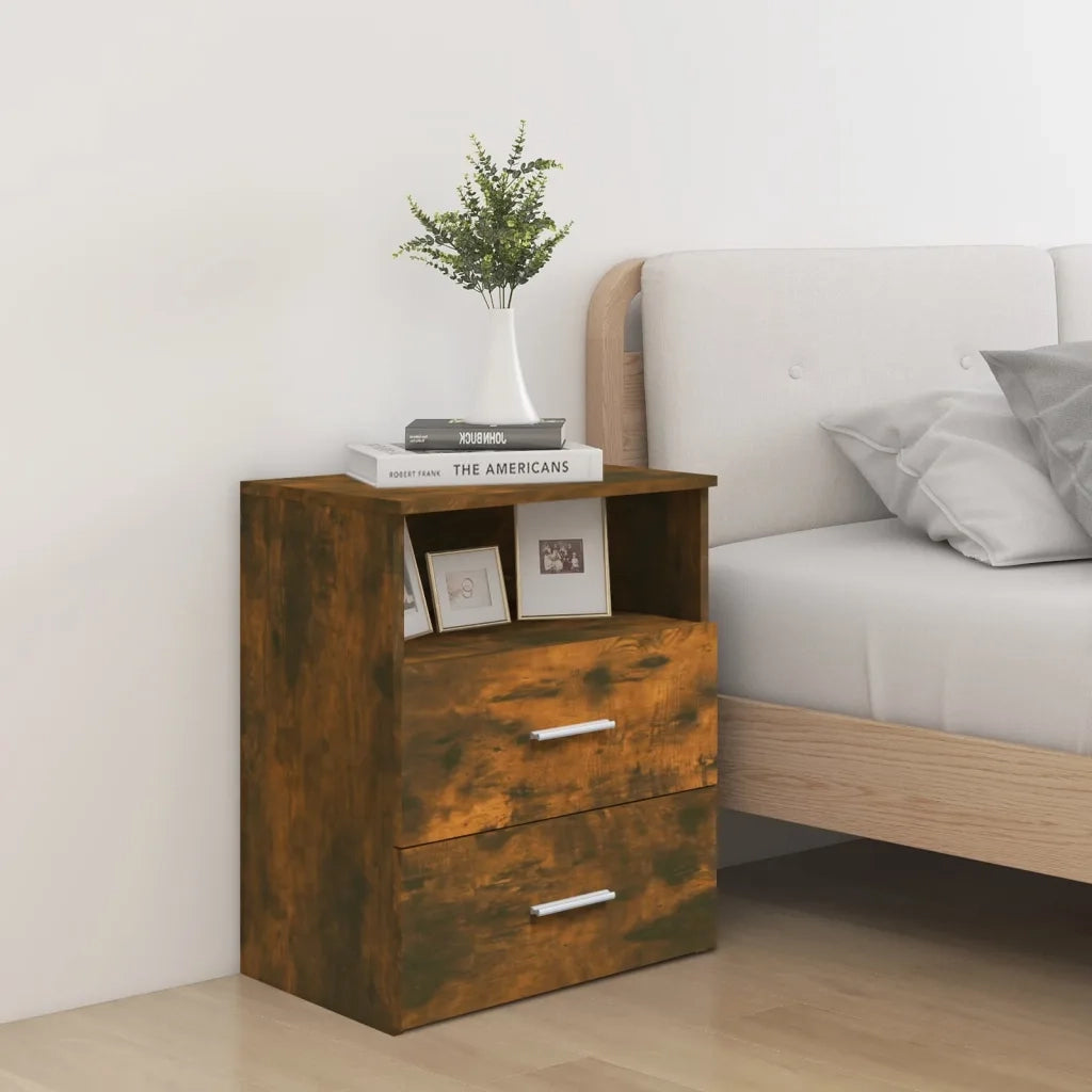 Set di 2 Comodini | Armadio da Notte | Mobiletto da notte Rovere Fumo 50x32x60 cm