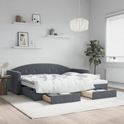 Divano Letto Estraibile Cassetti-Sofa Letto-Daybed Grigio Scuro 90x200cm Velluto 203073