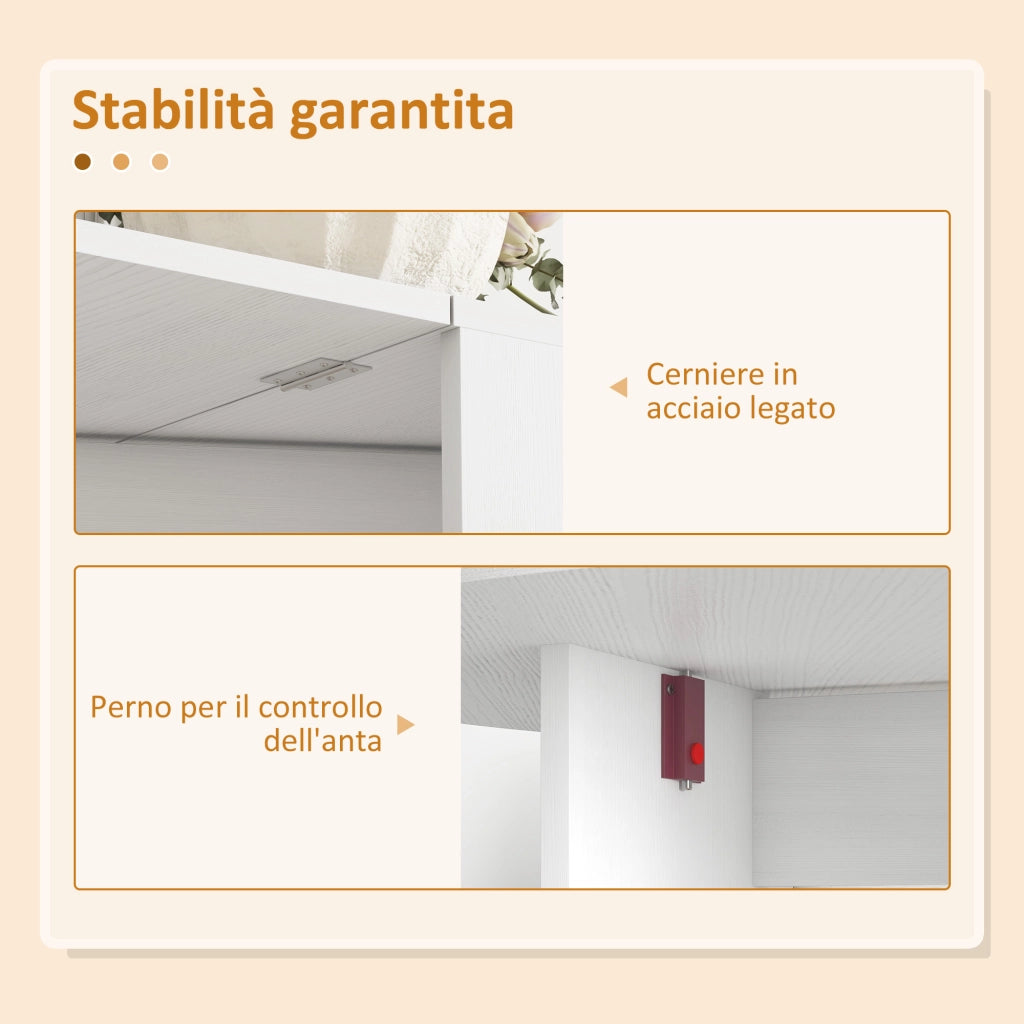 Tavolo Pieghevole per 6 Persone con 2 Ribalte Ovale in Legno, 163x80x75 cm, Bianco