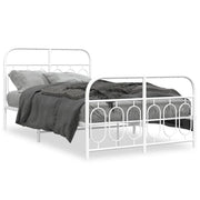 Letto matrimoniale | Letto per adulti | Giroletto con Testiera e Pediera Metallo Bianco 120x190 cm
