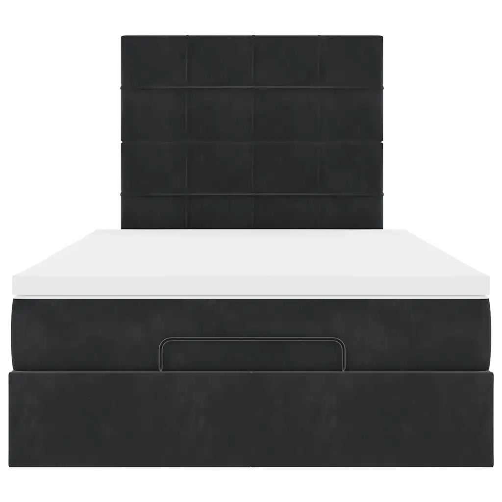 Struttura Letto Pouf con Materassi Nero 120x190 cm Velluto