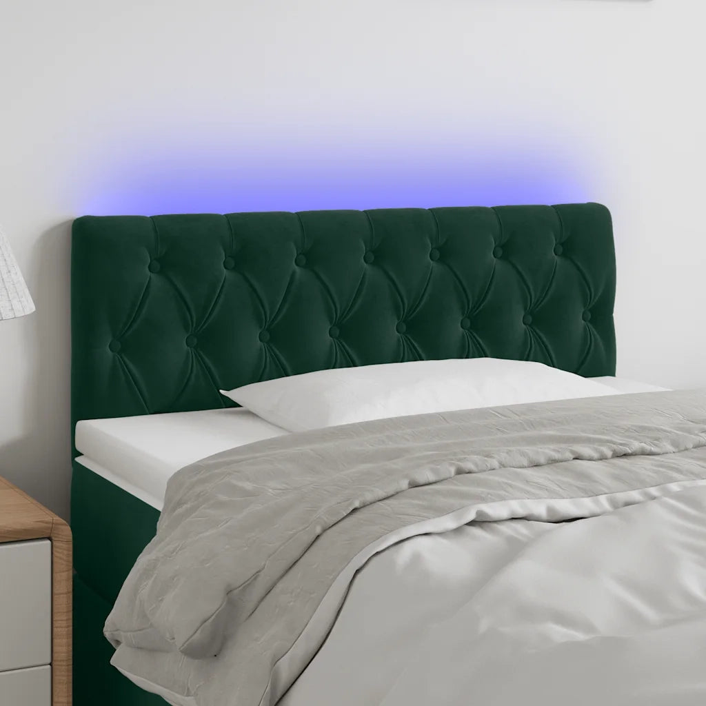 Testiera | Testata a LED Verde Scuro 90x7x78/88 cm in Velluto