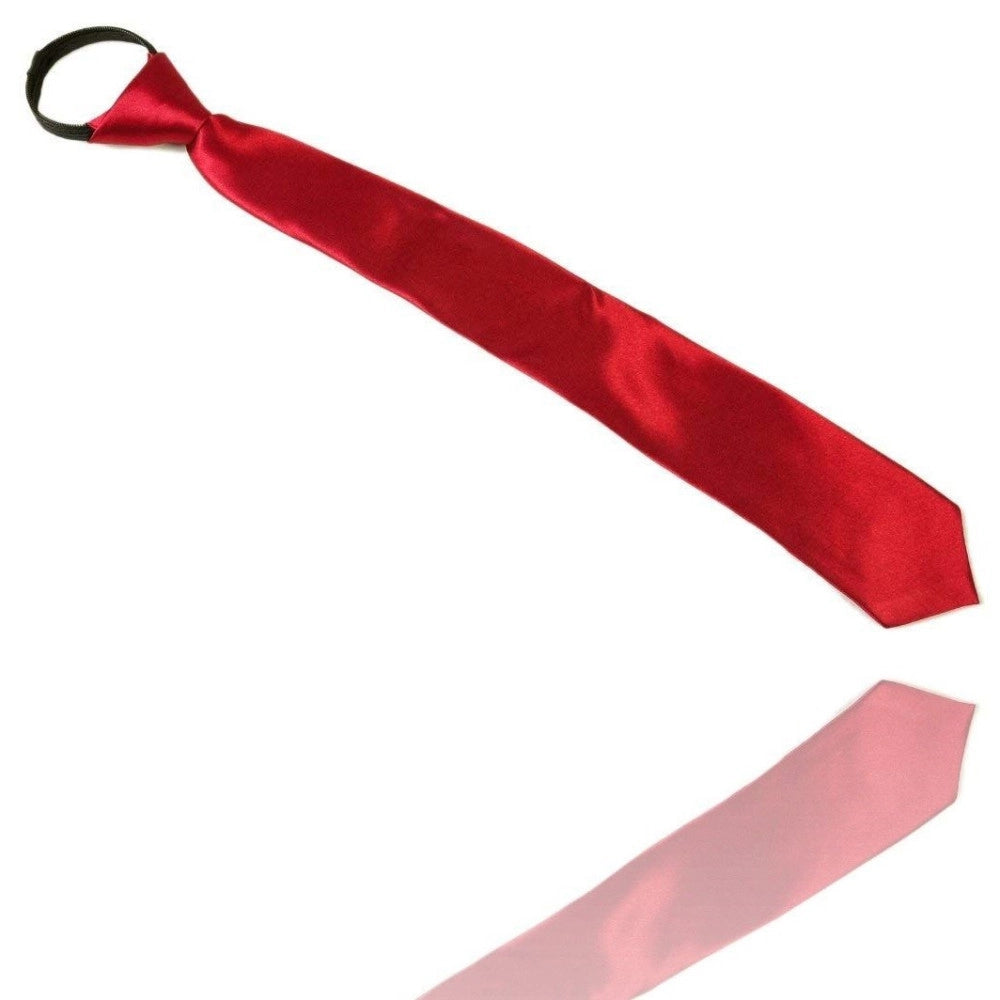 Trade Shop - Cravatta Seta Raso Rosso Zip Cravattino Frack Papillon Sottile Uomo Donna -