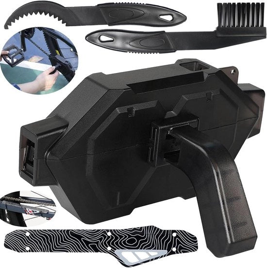Kit di Pulizia Catena da Bicicletta Premium - Rapido e Professionale - Con 2 Setole e 1 Protezione Catena - Per una Pulizia Completa della Catena da Bicicletta.