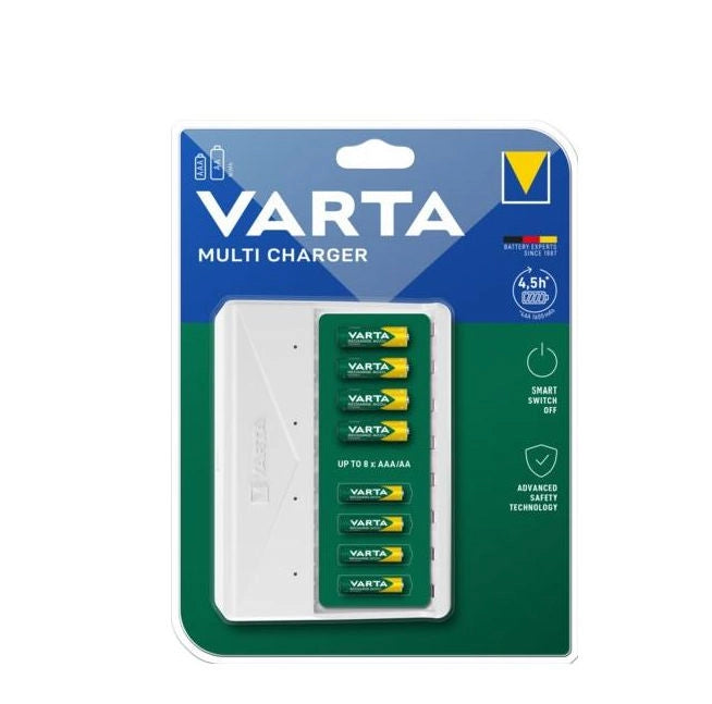 Varta 57659101401 Multi Charger Caricabatterie NiMH AA AAA fino a 8 batterie USB Type-C colore Bianco