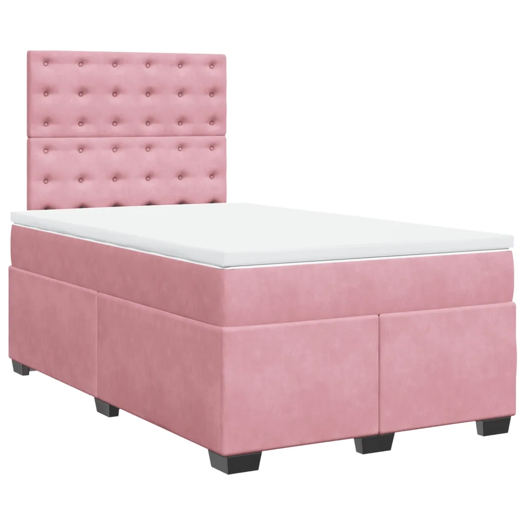 Giroletto a Molle con Materasso Rosa 120x200 cm in Velluto 3290899