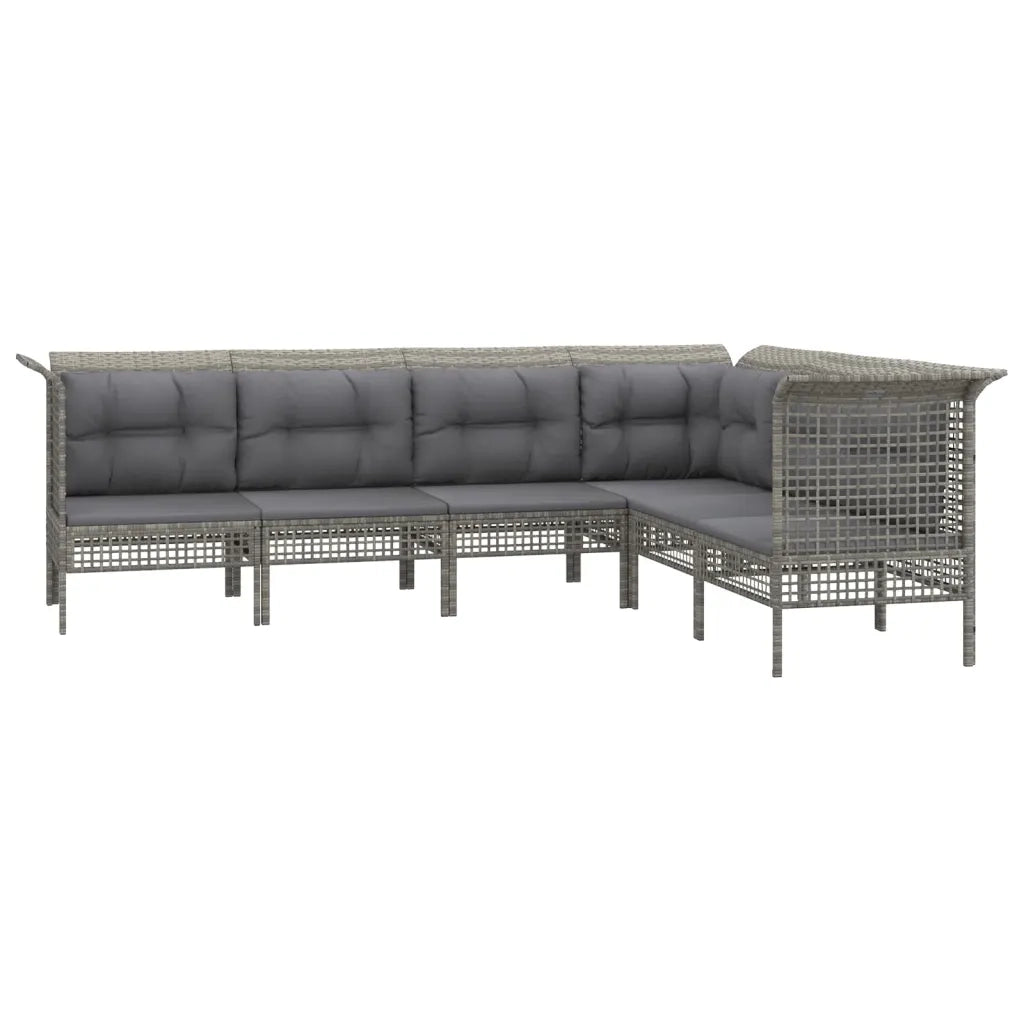 Set Divani da Giardino 6 pz con Cuscini in Polyrattan Grigio 3187515