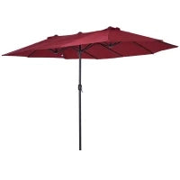 Ombrellone da Giardino Doppio con Apertura a Manovella, in Acciaio e Poliestere, 460x270x240 cm, Rosso