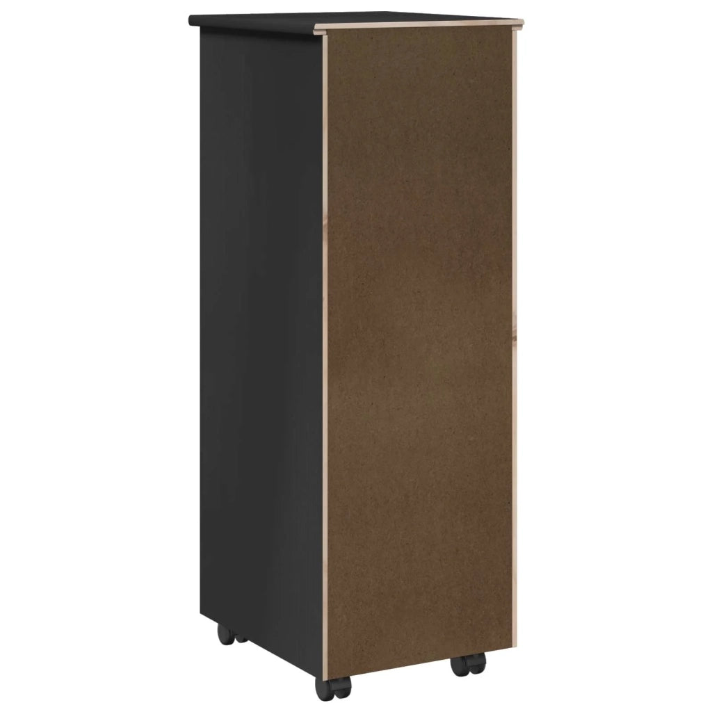 Mobile con Ruote Nero 34 x 39 x 93,5 cm Legno di Pino Massello 42028367