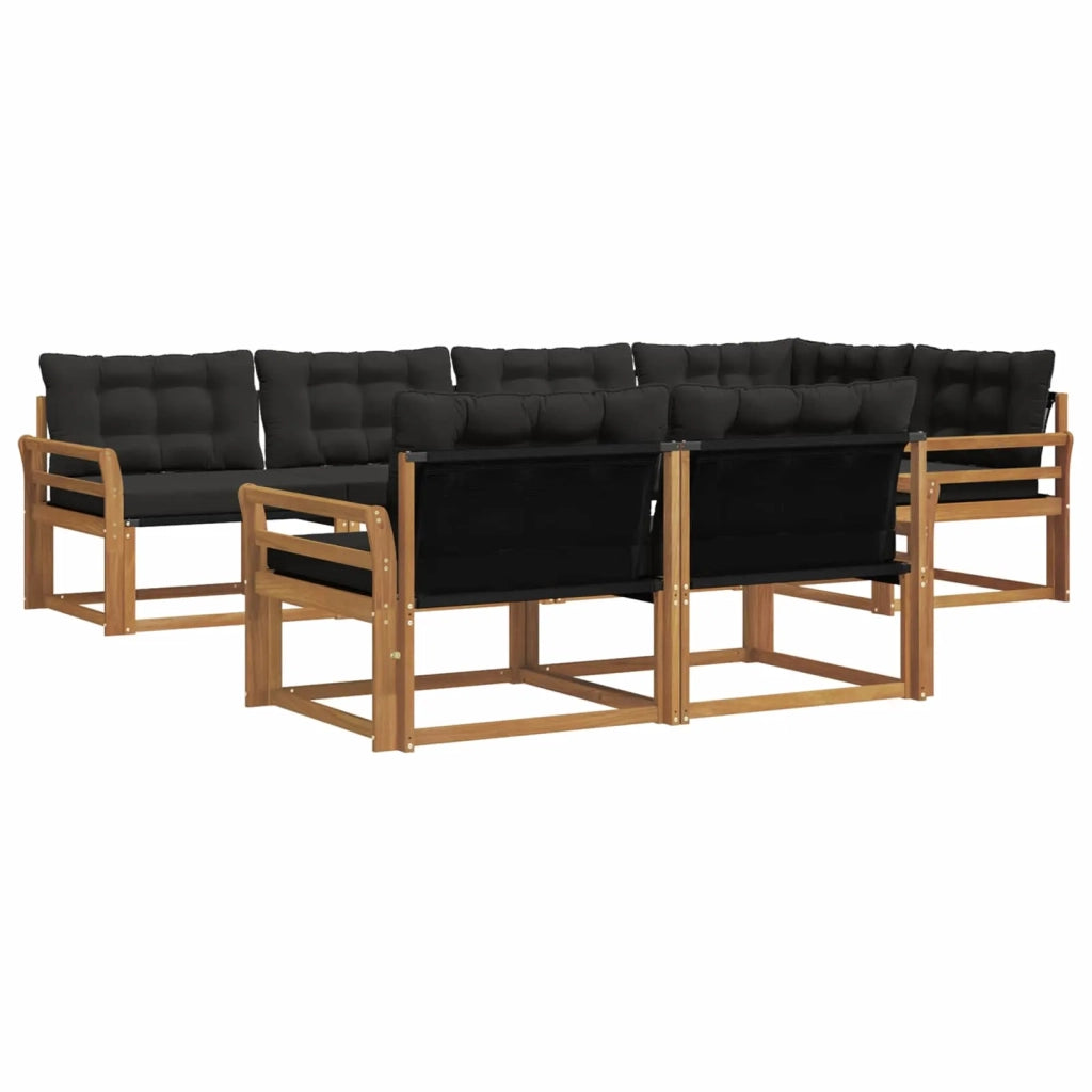 Set di divani da esterno con cuscino 7 pcs Naturale e Nero