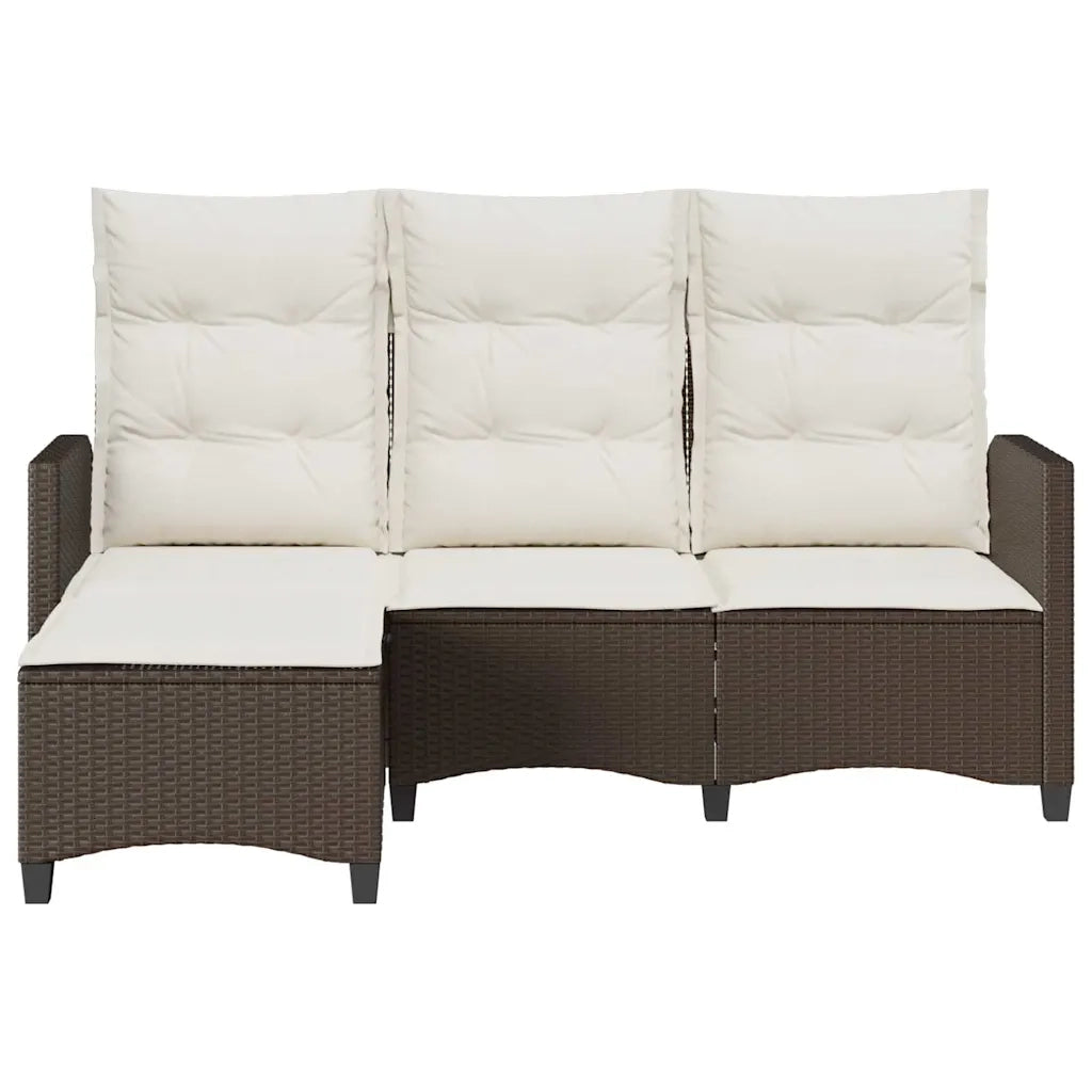 Divano Reclinabile Giardino con Cuscini a L-Sofa da Giardino-Divano da esterno Marrone Polyrattan