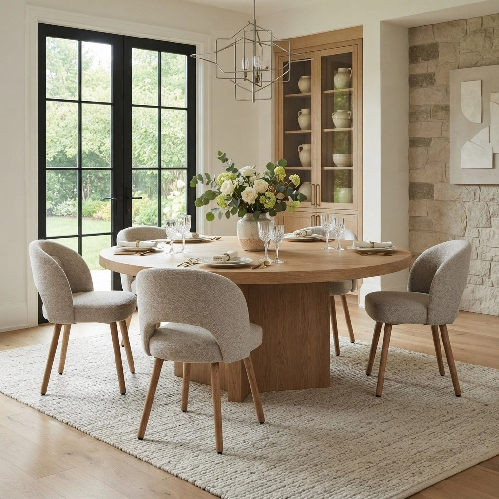 Set di 2 Sedie da Pranzo in Legno con Cuscino Imbottito