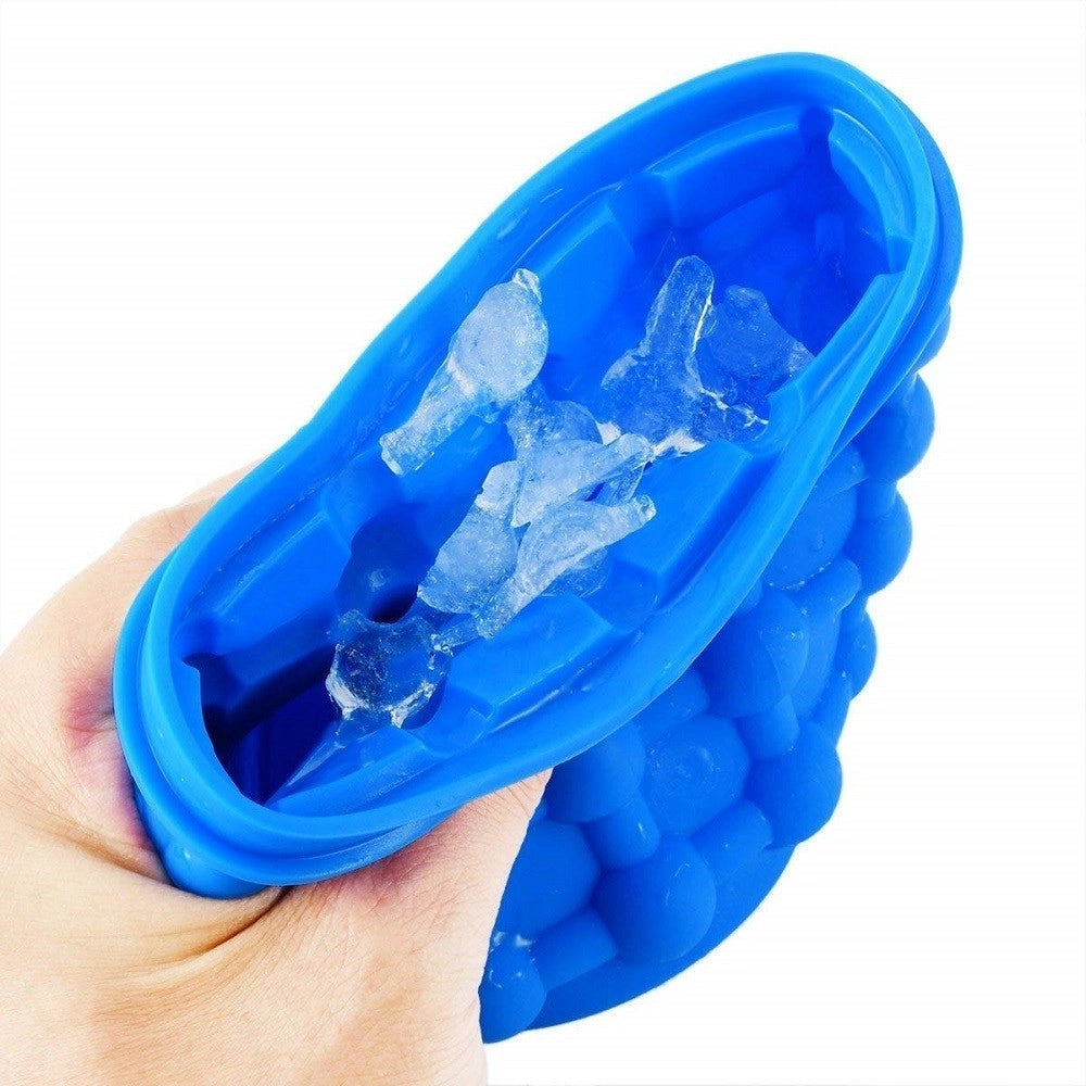 Trade Shop - Secchiello Per Ghiaccio Silicone 2in1 Forma Ghiaccio Cubetti Salvaspazio Porta Bibita -