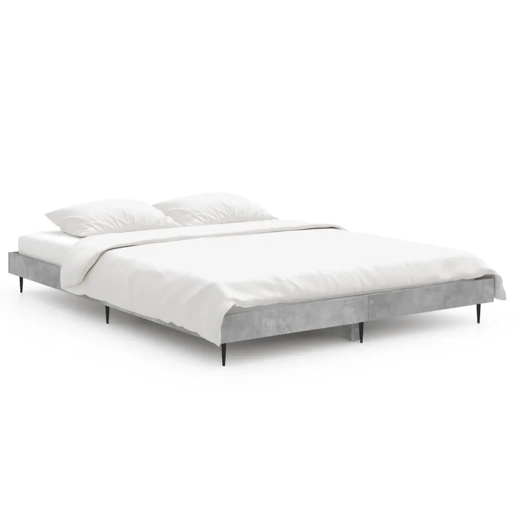 Letto matrimoniale | Letto per adulti | Giroletto Grigio Cemento 140x190 cm in Legno Multistrato