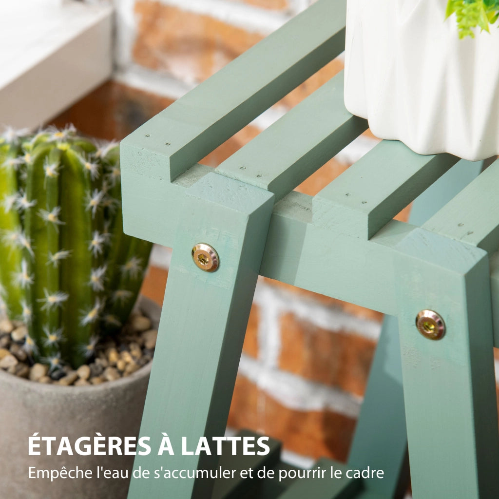 Libreria per piante in legno 3 livelli ¨C zephmum ¨C verde 76x26x76 cm