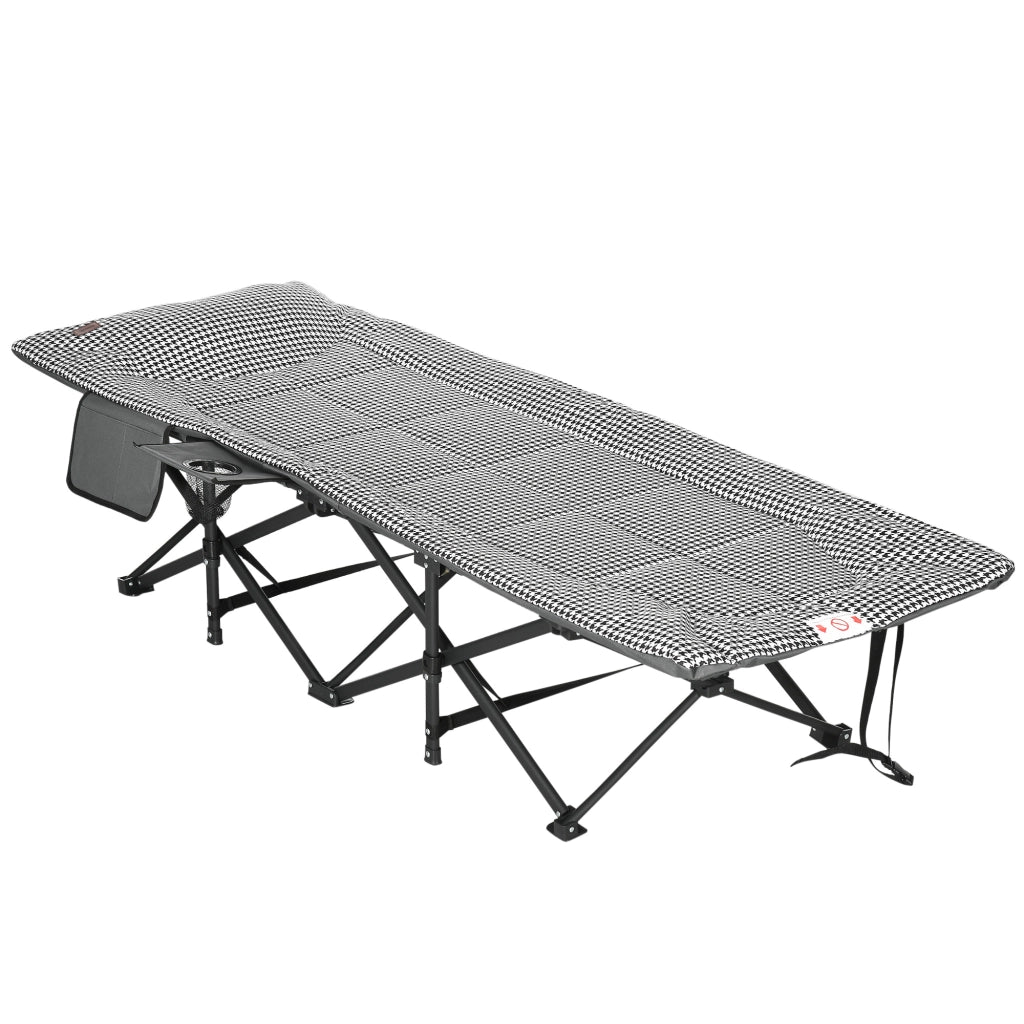 Letto da campeggio pieghevole ¨C zephmum ¨C nero con tasca laterale e portabicchieri