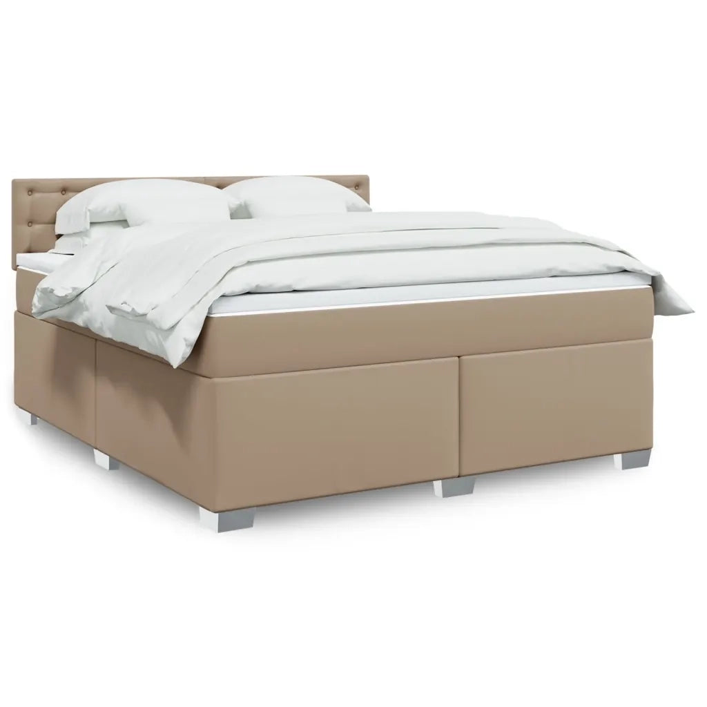 vidaXL Giroletto a Molle con Materasso Cappuccino 180x200cm Similpelle