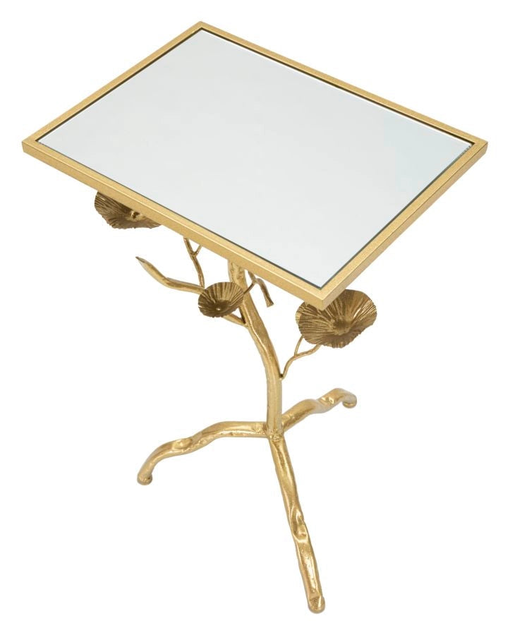Tavolino Tisty 40x60x30 cm in Ferro e MDF Oro