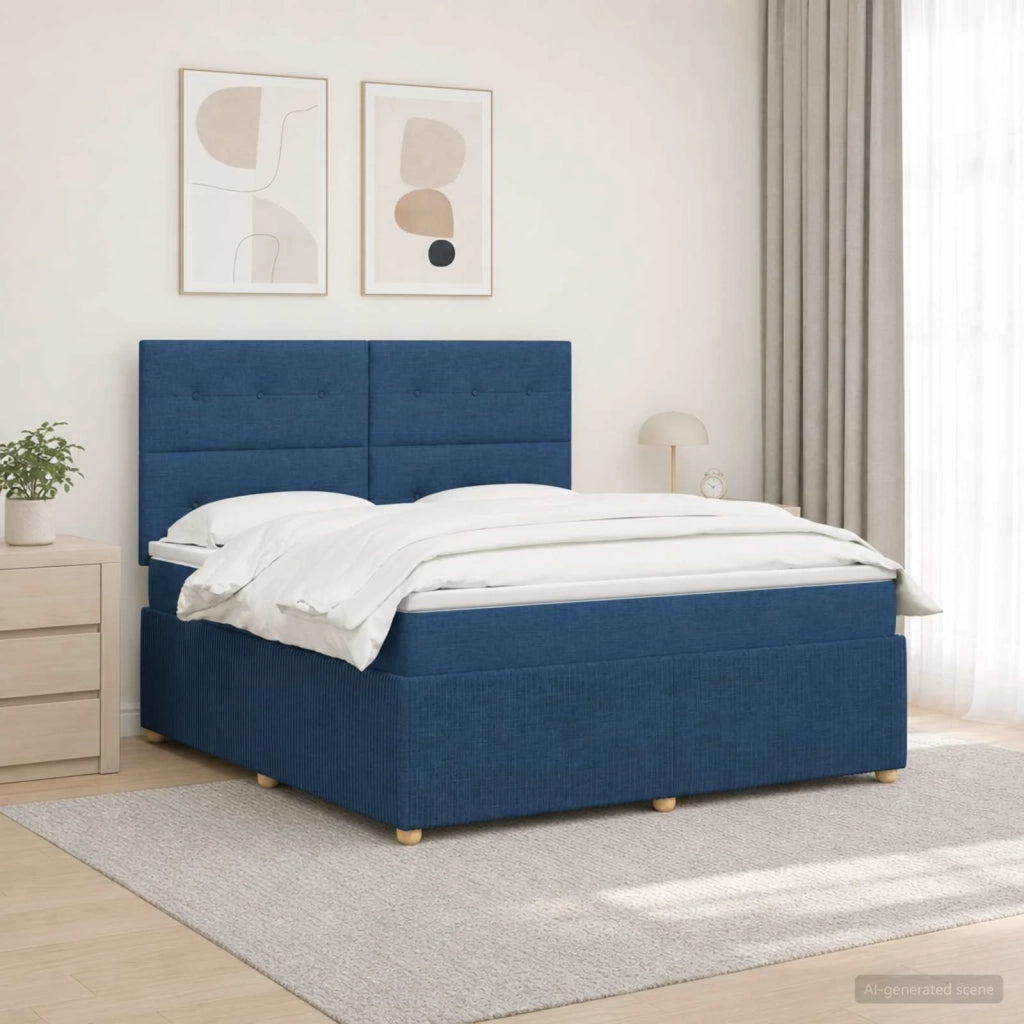 Letto Box Spring LED con Materasso Blu 180 x 200 cm Tessuto 3455922