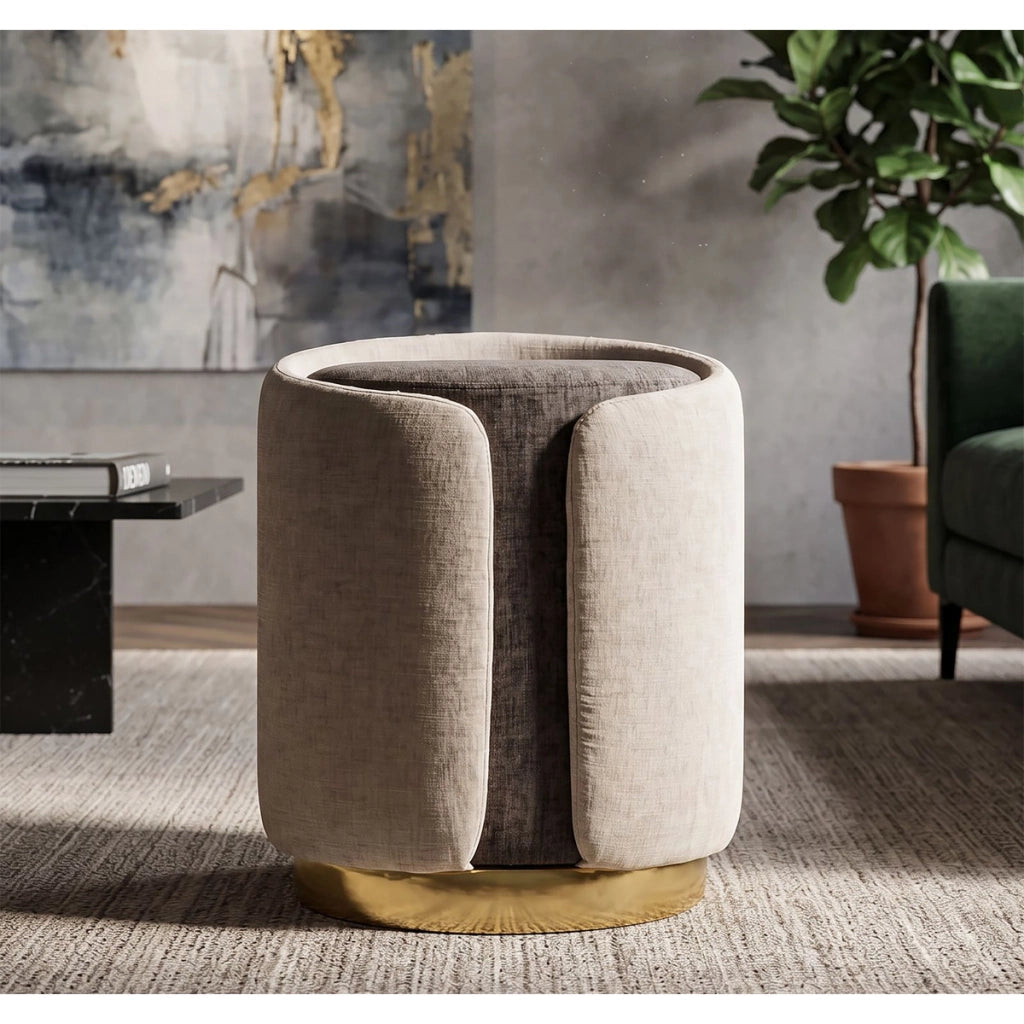 Pouf bicolore con base oro
