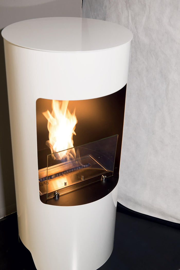 Camino a Bioetanolo da Pavimento Ø45x95 cm Karlsen Cortina Bianco