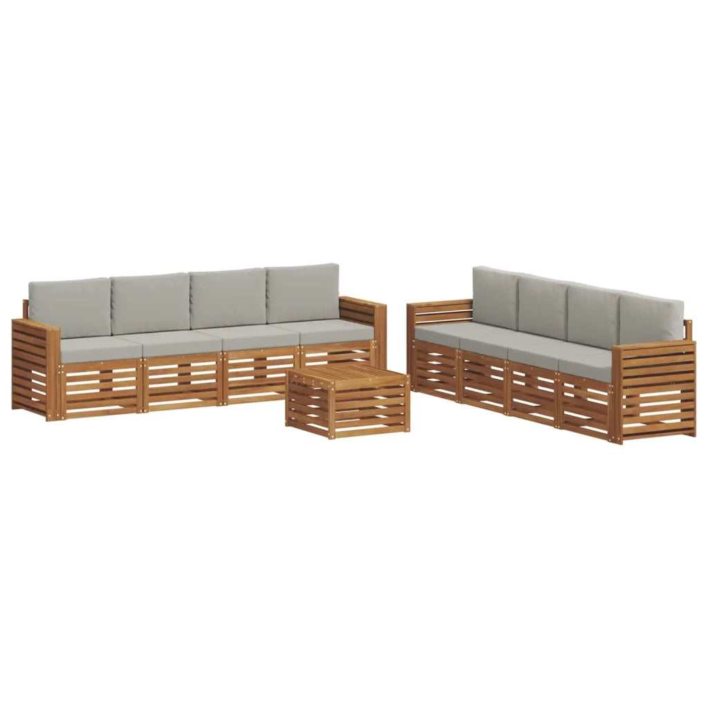 Set divani con cuscino 9 pcs Grigio Naturale e Chiaro