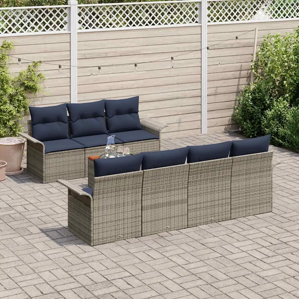 Set Divano da Giardino con cuscino 8 pcs Grigio polyrattan 3347290