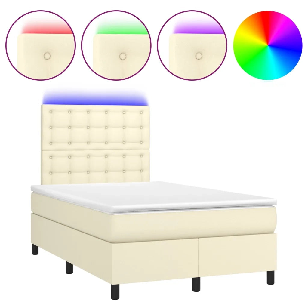 Giroletto Molle con Materasso e LED Crema 120x200cm Similpelle cod mxl 55707