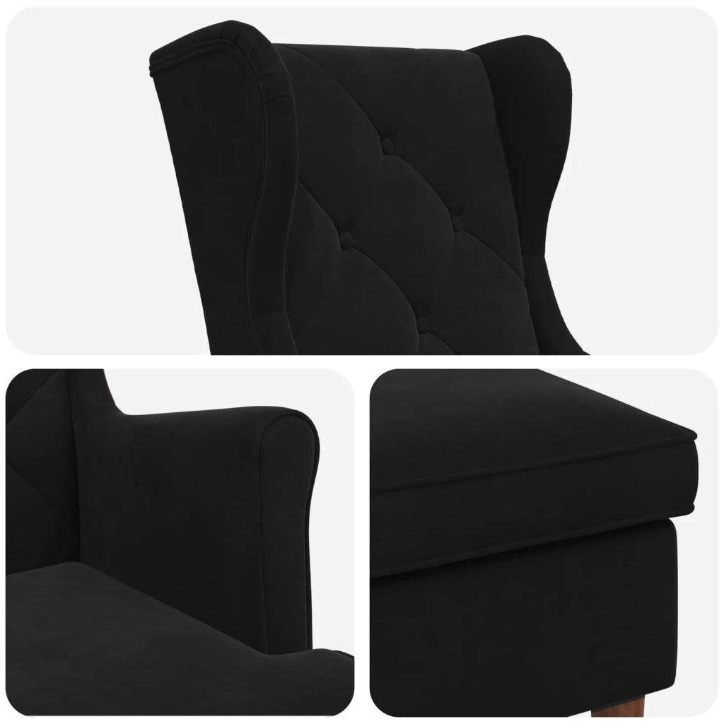 Poltrona con Ottomano 2 pz Nero Velluto 3418851