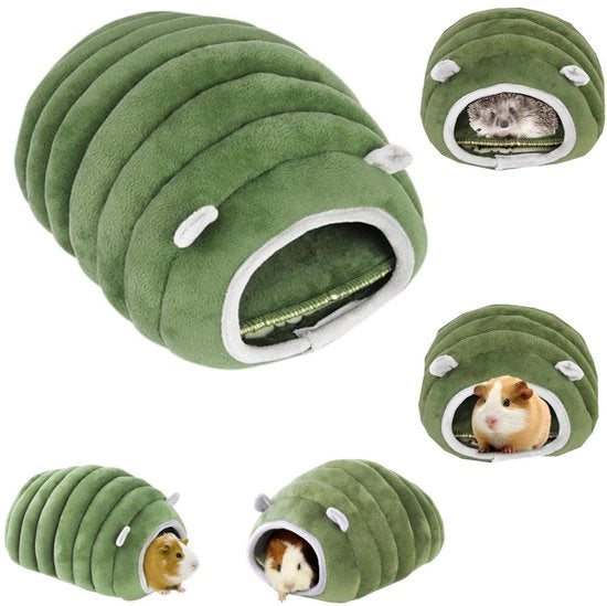 Nido per piccoli animali - casa di gioco per roditori - gabbia per cavi - letto per hamster - recinto per piccoli animali - materasso di peluche - nido caldo per inverno - adatto per topi, hamster, donnole, chinchi, cavi, scoiattoli (15*17*11cm - verde)