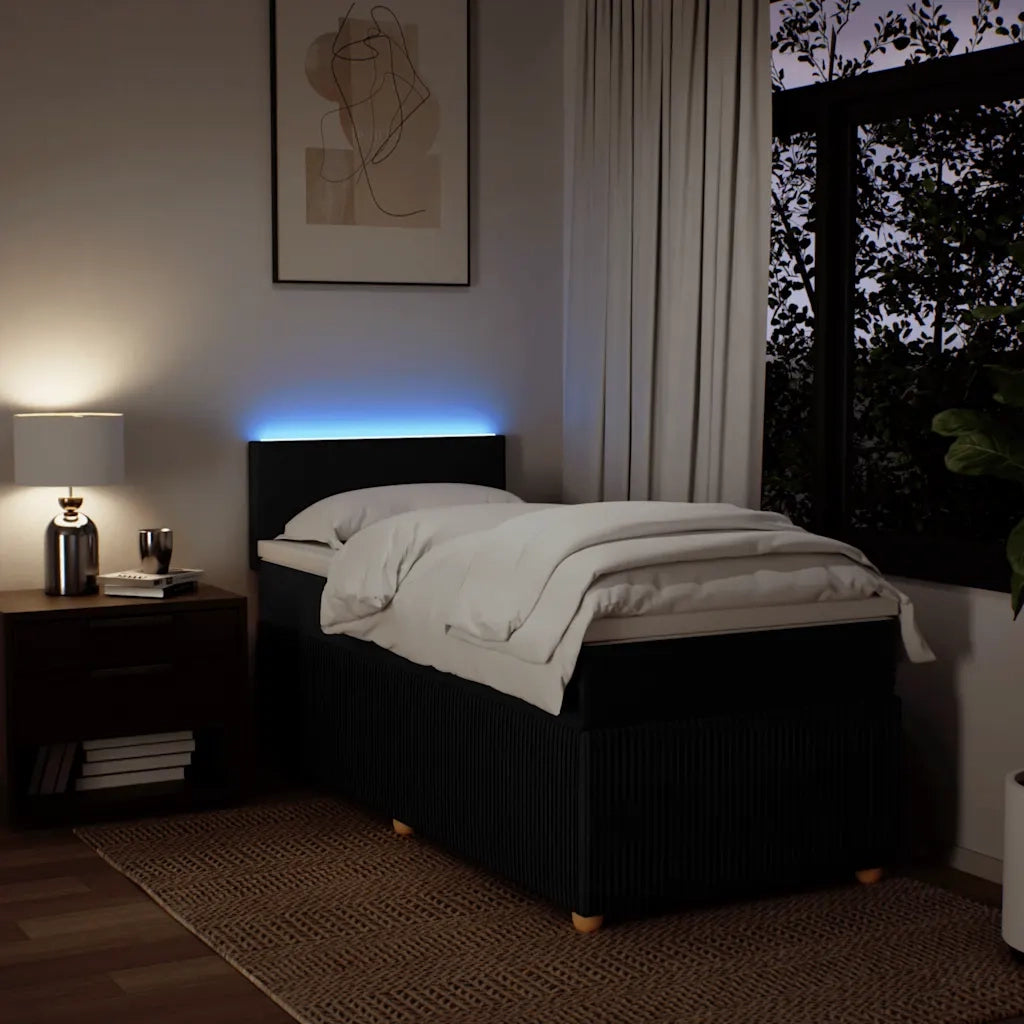 Giroletto a Molle con Materasso Nero 90x200 cm in Tessuto 3289634