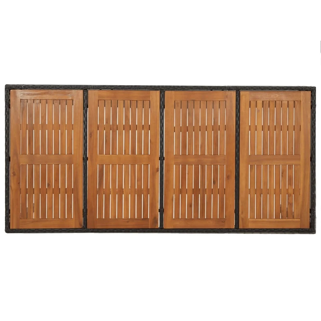 Set da pranzo da giardino da 9 pezzi e cuscini resina intrecciata nera 02_0014832