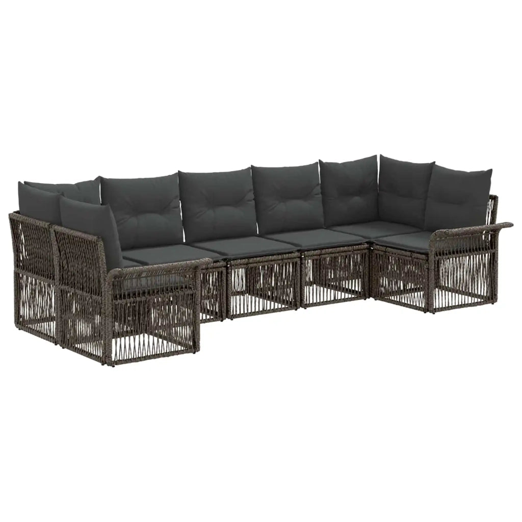 Set Divano da Giardino 7 pz 7-Numero di posti Grigio polyrattan 3434930