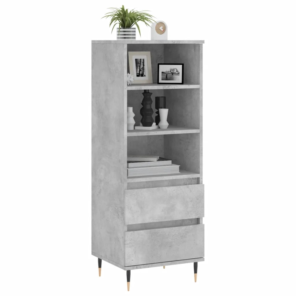 Credenza-Buffet-Armadio da cucina Grigio Cemento 40x36x110 cm in Legno Multistrato 588211