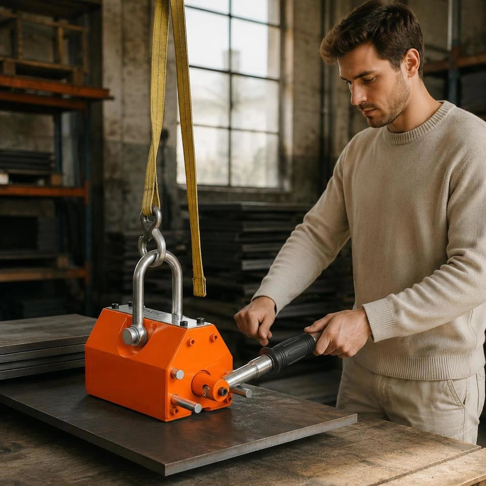 Lifting Magnet Crane Magnet (600 Kg Load Capacity, 1500 Kg Pulling Force, -40 To 80 ℃), 12 Pcs. Magnets Hand-operated Forklift Magnetic Lifter Magnetic Hoist Yellow Neodymium Lifting Magnet Tool