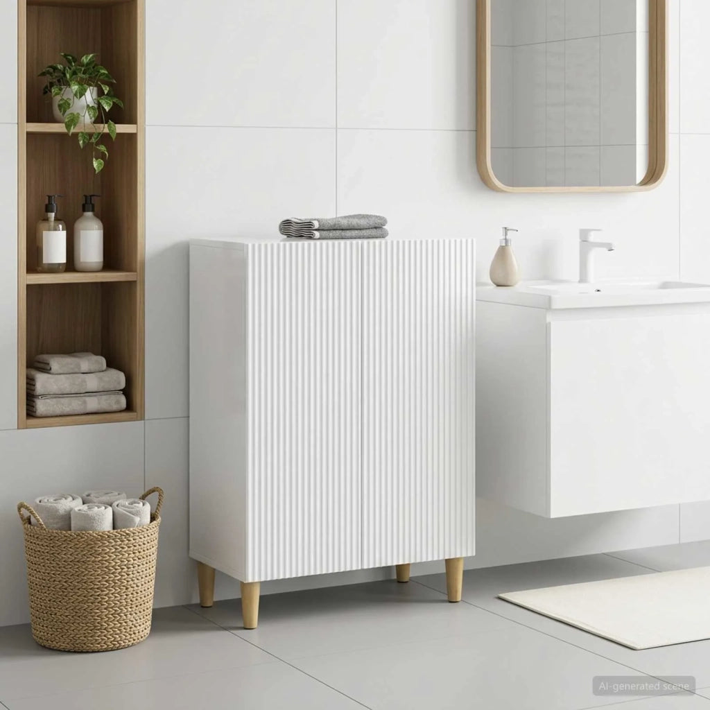 Mobiletto da Bagno ARNHEM Bianco Lucido 59,5 x 31 x 80 cm 896619