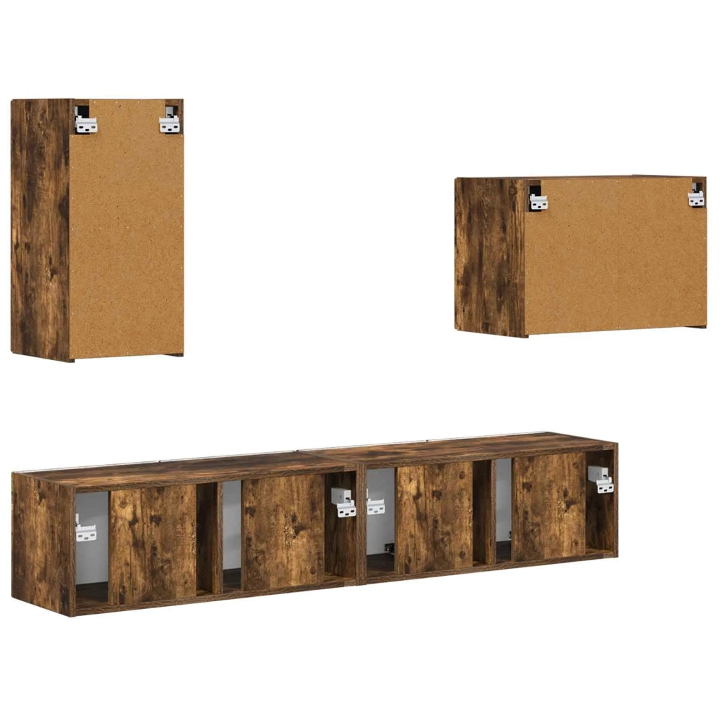 Set di Mobiletto da TV a Parete 4 pcs Rovere fumé 3408939