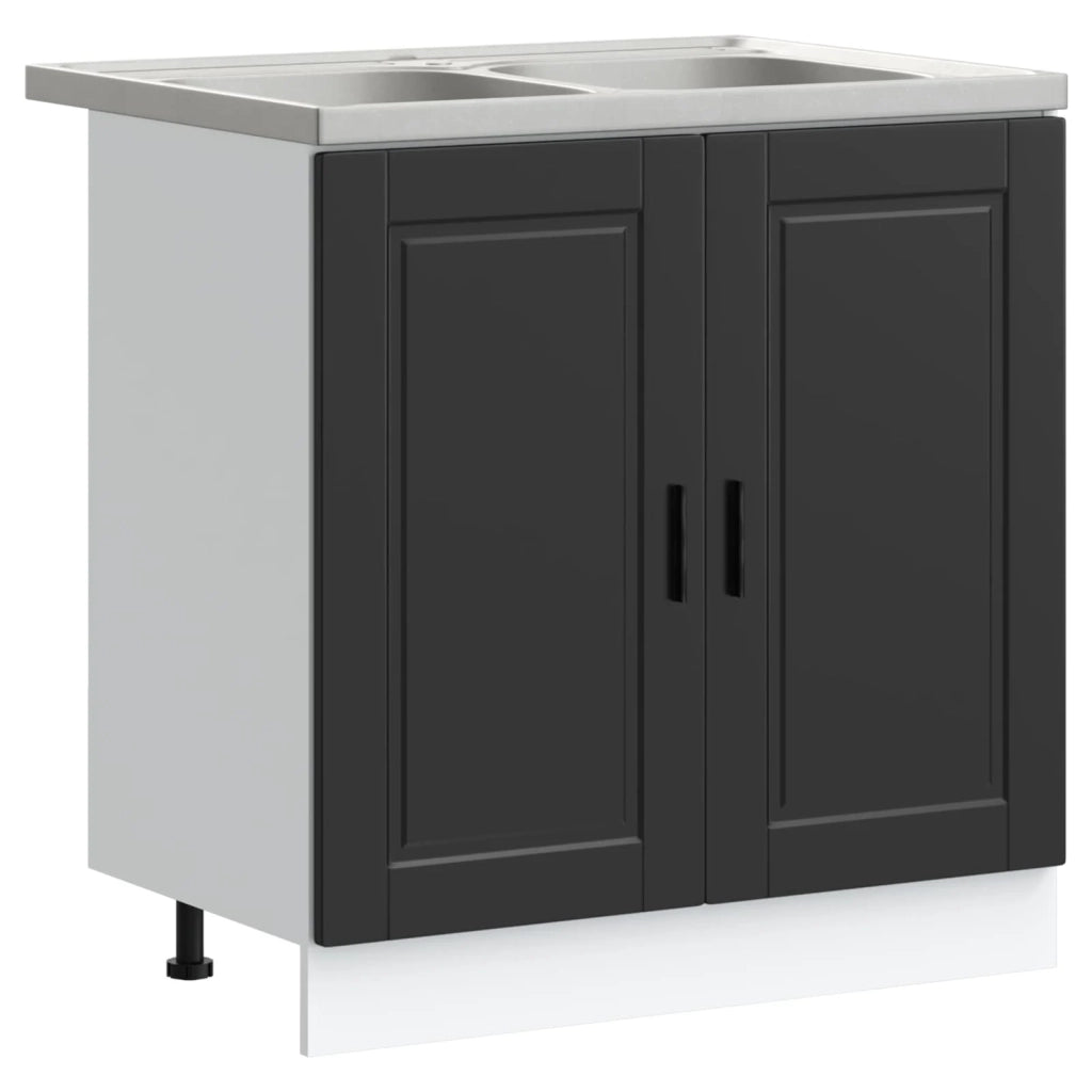 Mobiletto per lavabo Porto 2 pz Nero 80 x 46 x 81,5 cm 3315022