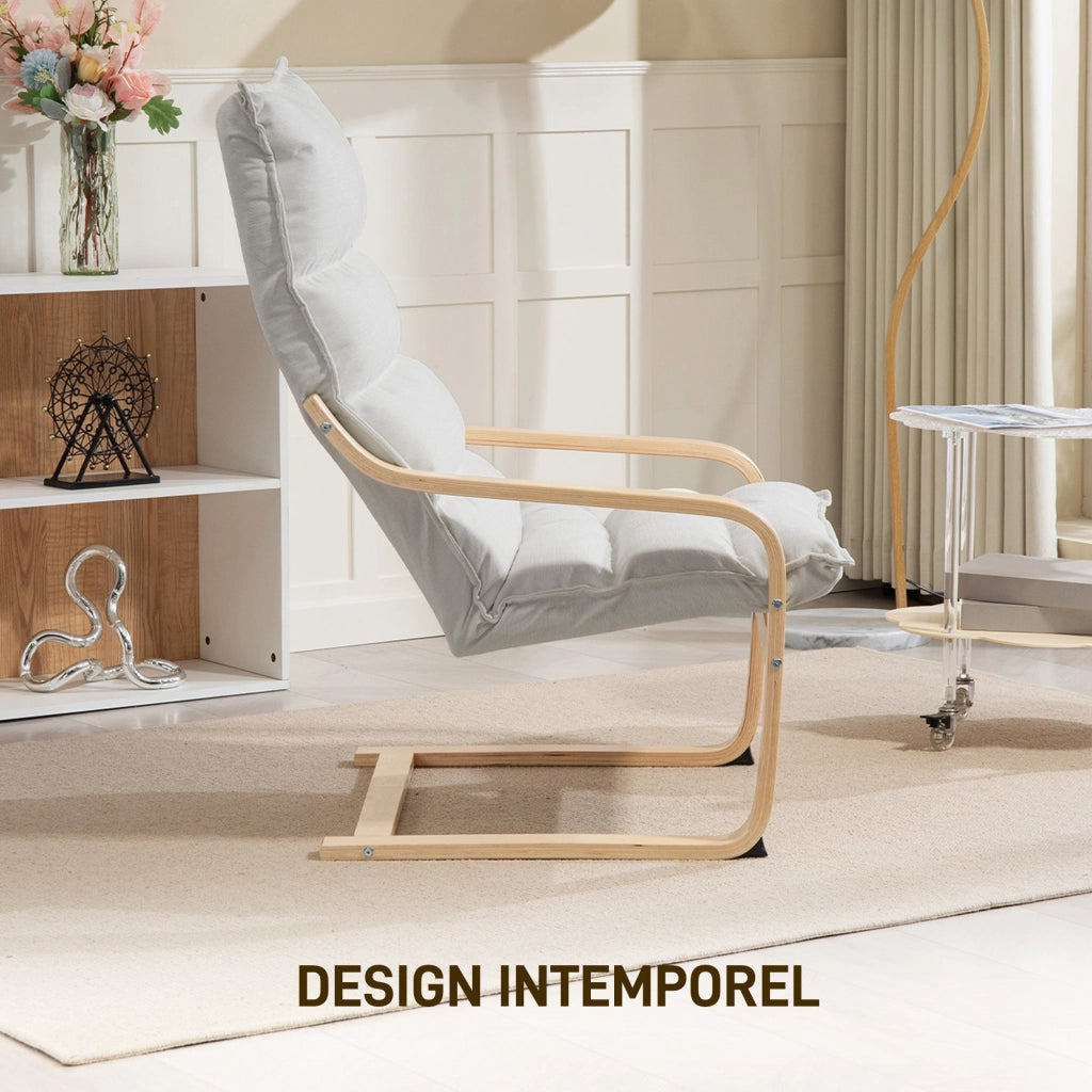 Poltrona relax moderna ¨C Xylo ¨C tessuto crema con braccioli e cuscini 67x83x105cm