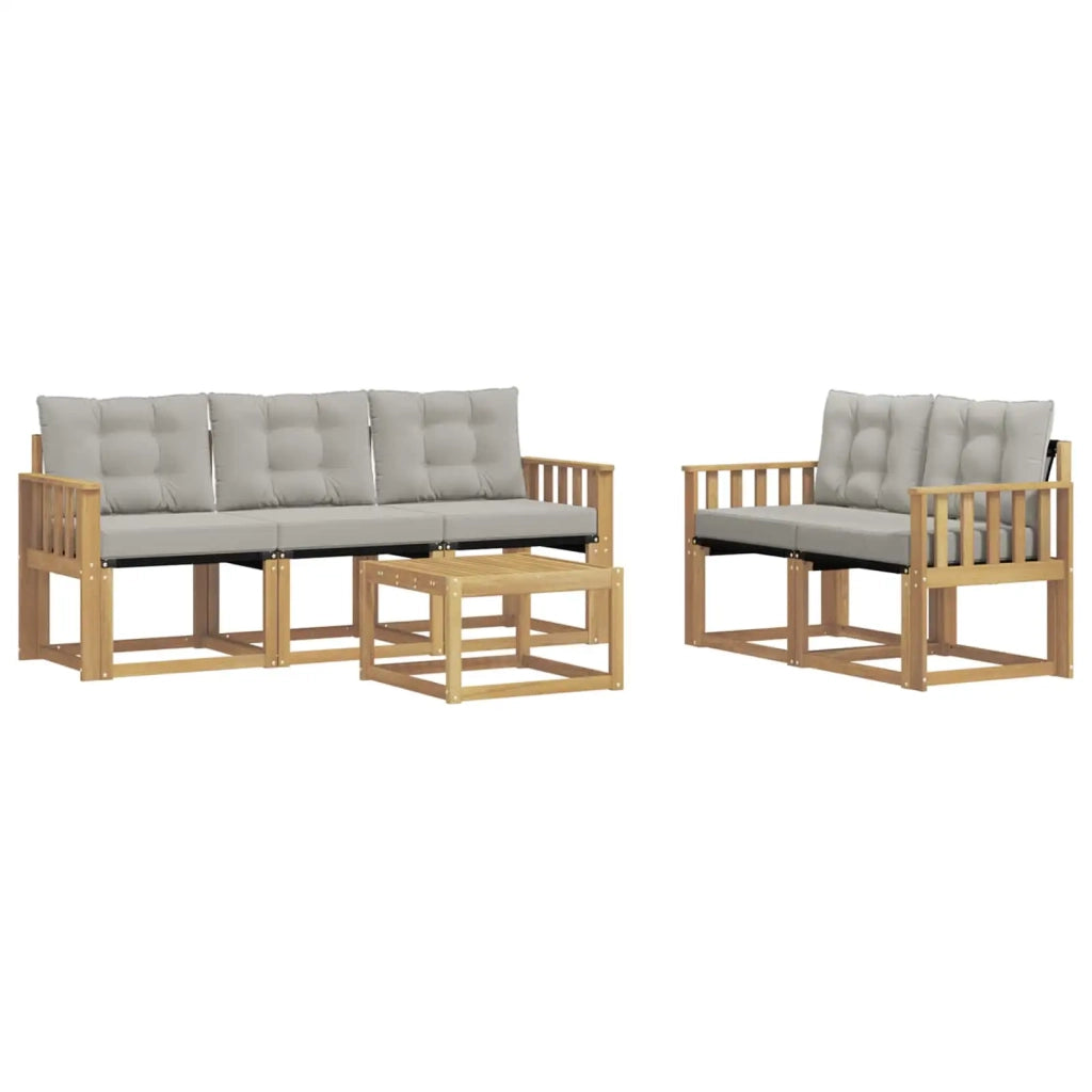 Set di divani da esterno 6 pz Bianco e Grigio Chiaro 3389209